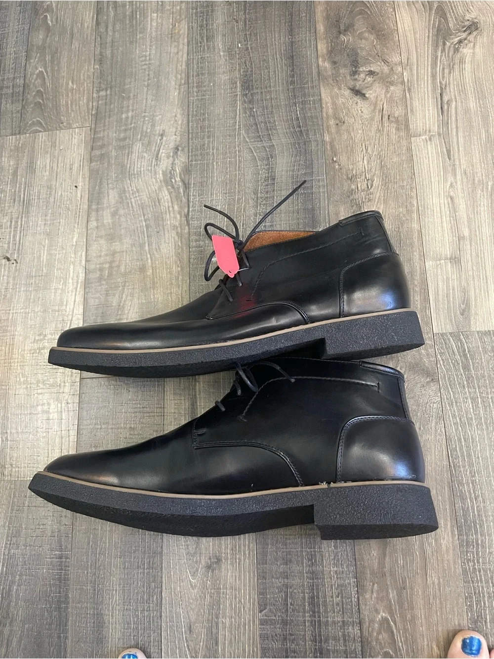 Deer Stags Black Faux Leather Chukka Boots Size 15!